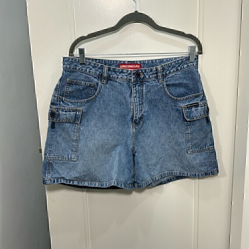 UNIONBAY Women's Blue Denim Cargo Jean Shorts